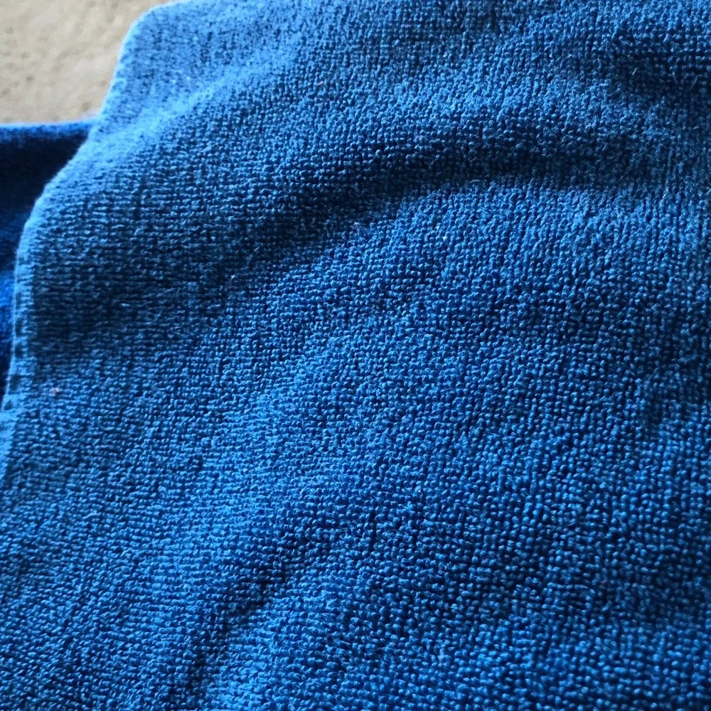 Blue Toweling with Red Car Patch